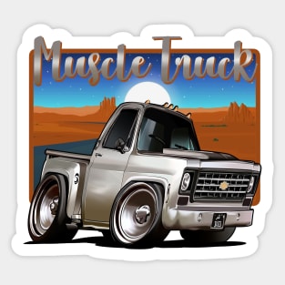 Grey Muscle Truck Illustration Sticker